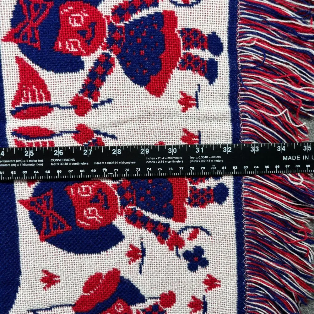 Nannekins by Nannette Raggedy Ann & Andy Vintage 60s Throw Baby Blanket Red Blue